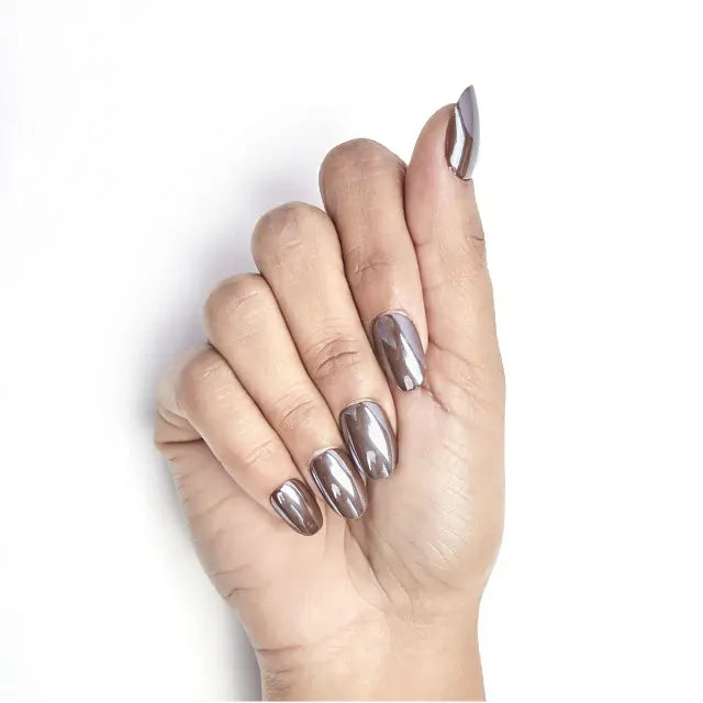 Brown Pearl Salon Quality Press On Nails (Set Of 24 Nails)