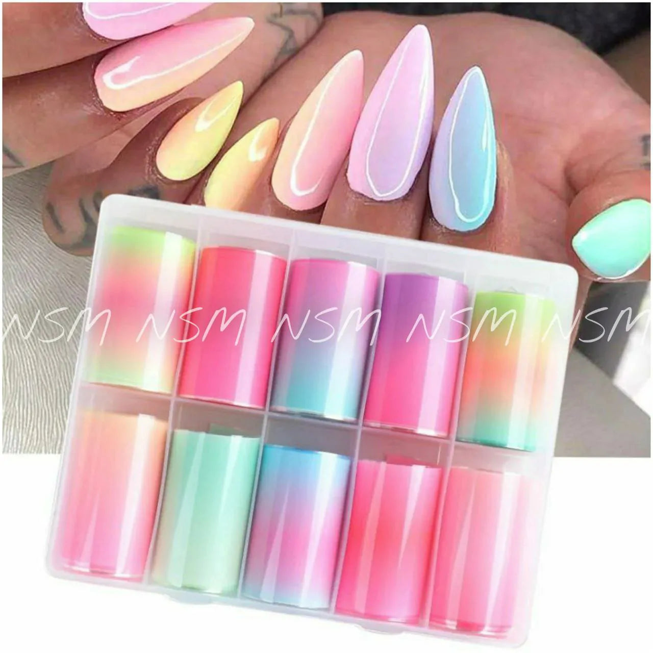 Candy Pastel Gradient Transfer Foil Box (Set Of 10 Colors)