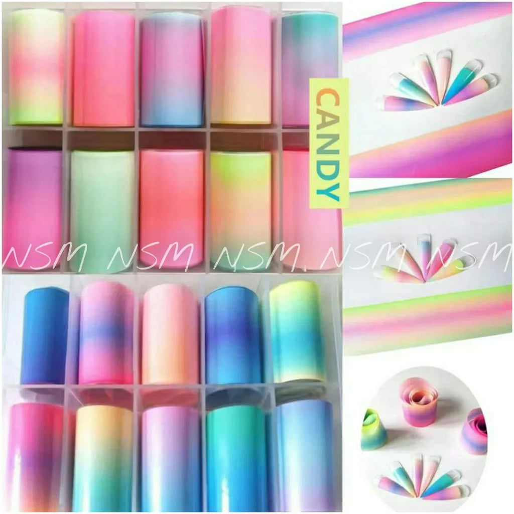 Candy Pastel Gradient Transfer Foil Box (Set Of 10 Colors)
