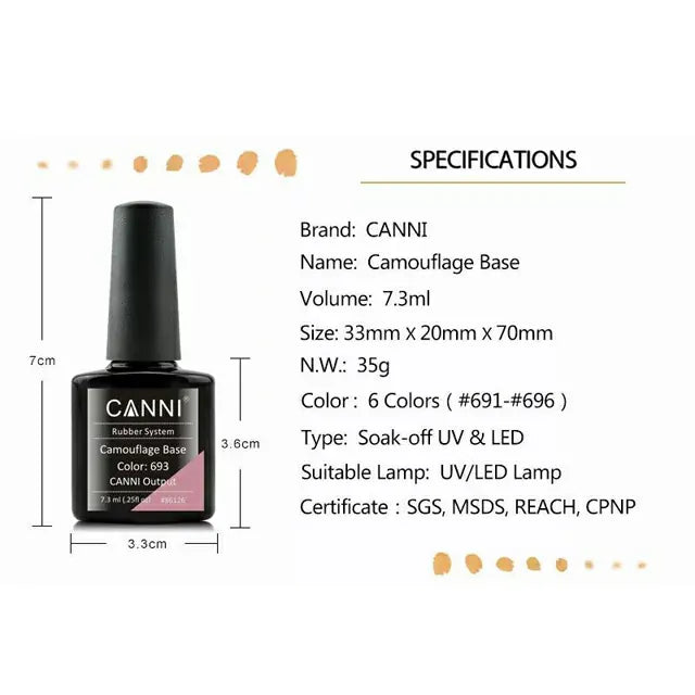 Canni Camouflage Rubber Base Coat Nail Gel (7.3ml)
