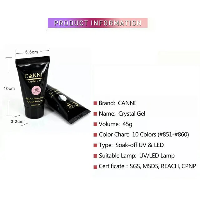 Canni Poly Gel Quick Building Natural Nail Extension Gel (45g)
