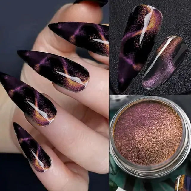 Cat Eye Magnetic Or Chrome Powder 2 in 1 (Set Of 12 Colors)