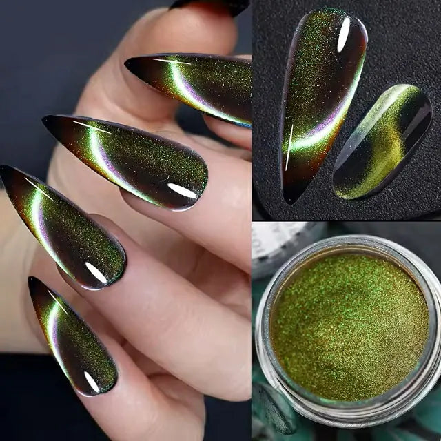 Cat Eye Magnetic Or Chrome Powder 2 in 1 (Set Of 12 Colors)