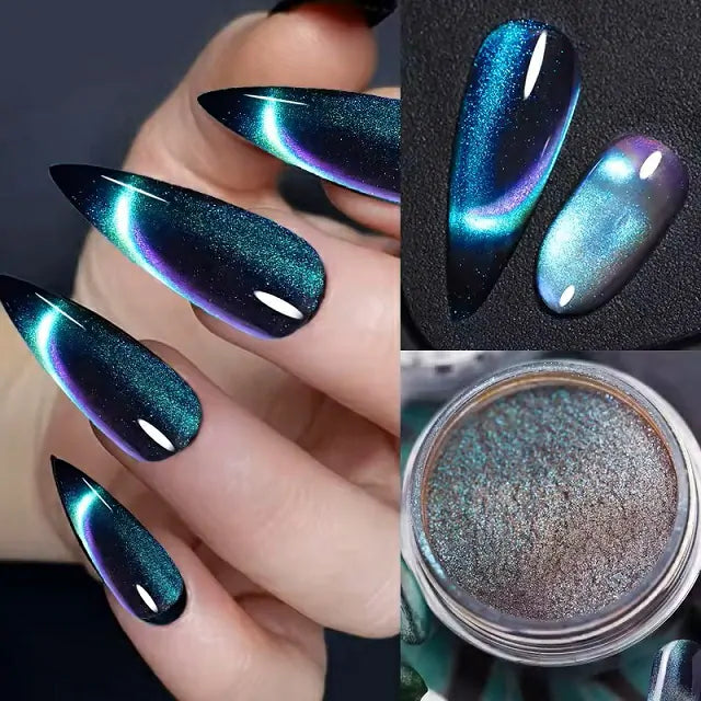 Cat Eye Magnetic Or Chrome Powder 2 in 1 (Set Of 12 Colors)