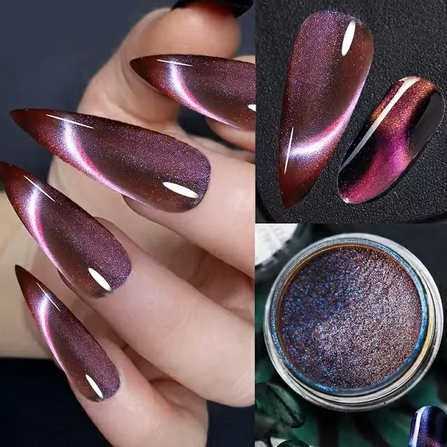 Cat Eye Magnetic Or Chrome Powder 2 in 1 (Set Of 12 Colors)