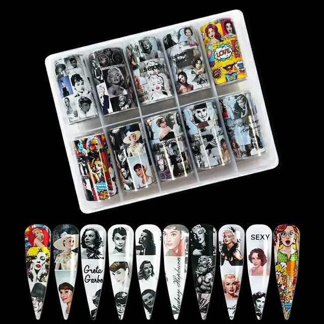 Celebrity Print Nail Transfer Foils Box