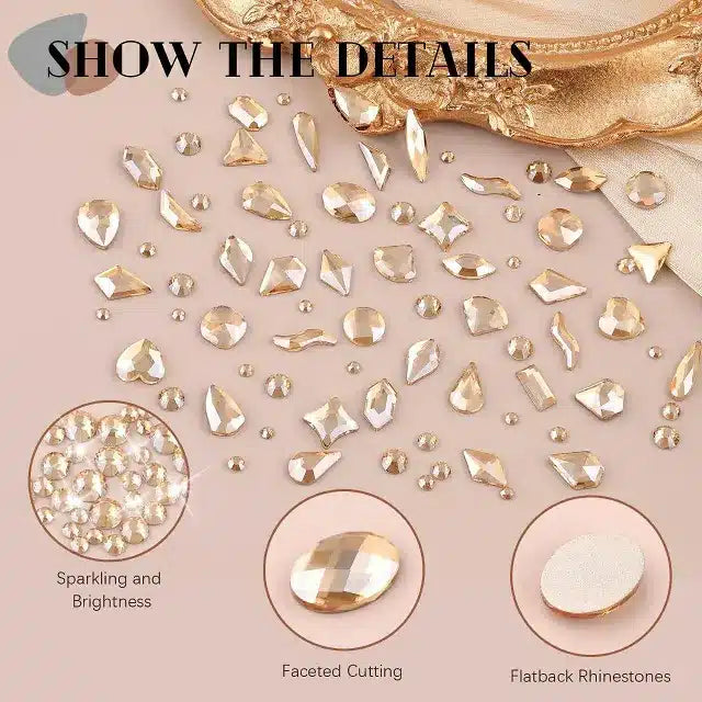 Champagne Gold Big Stones And Rhinestones Grid
