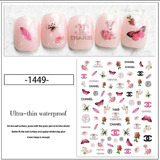 Brand Roses And Butterflies Nail Stickers Sheet (1449)