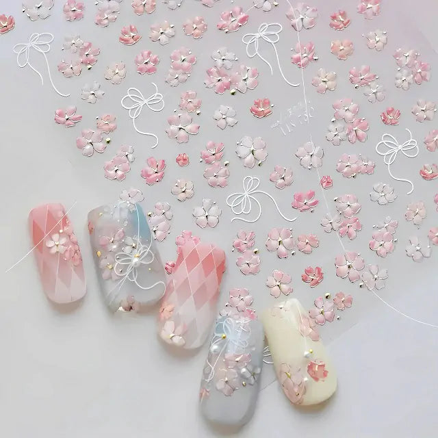Cherry Blossom Pink Flower 5D Stickers Sheet (MS780)