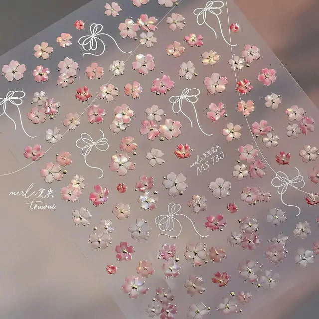 Cherry Blossom Pink Flower 5D Stickers Sheet (MS780)
