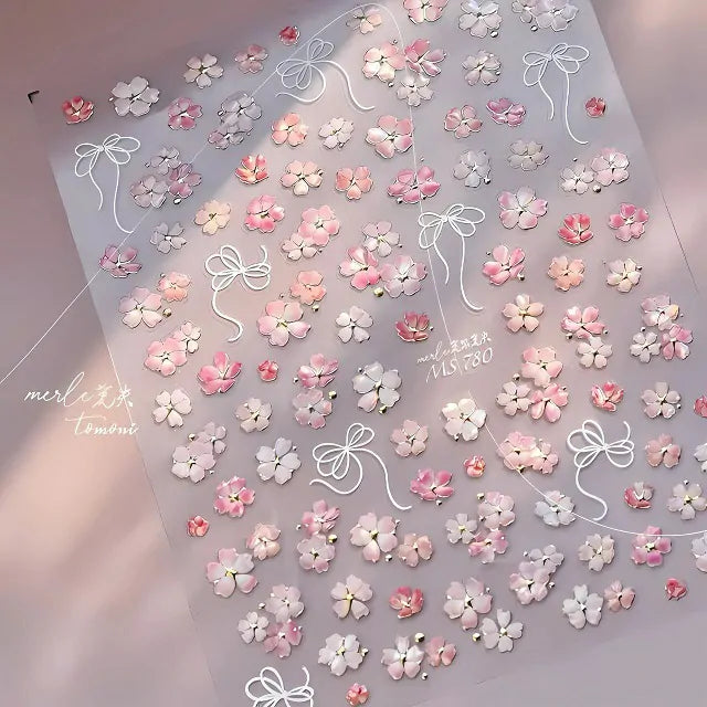 Cherry Blossom Pink Flower 5D Stickers Sheet (MS780)