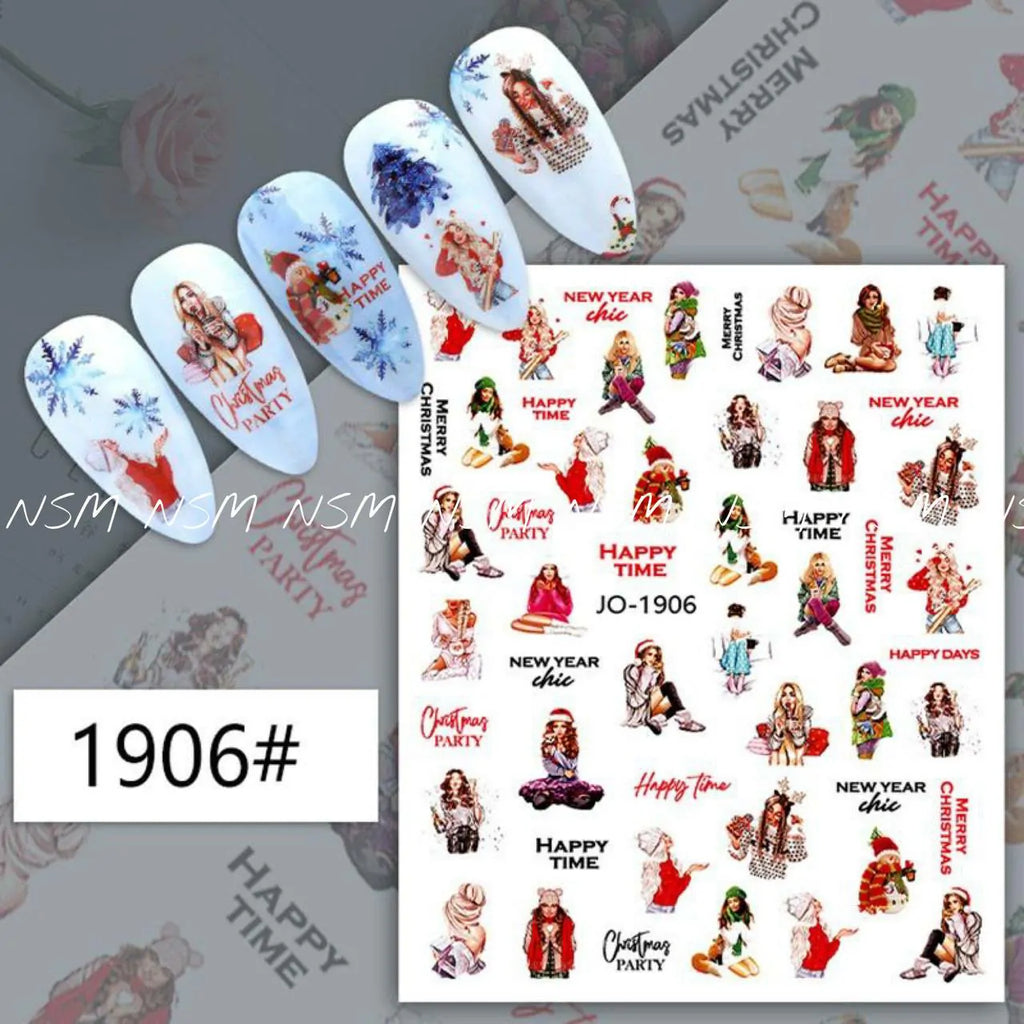 Christmas Nail Art Sticker Sheets (JO-1906)