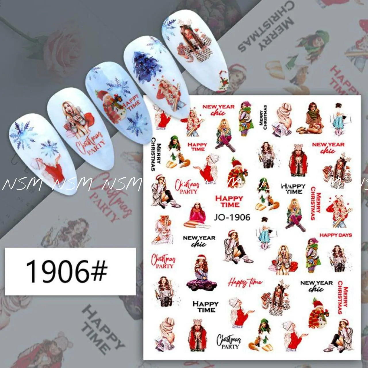 Christmas Nail Art Sticker Sheets (JO-1906)