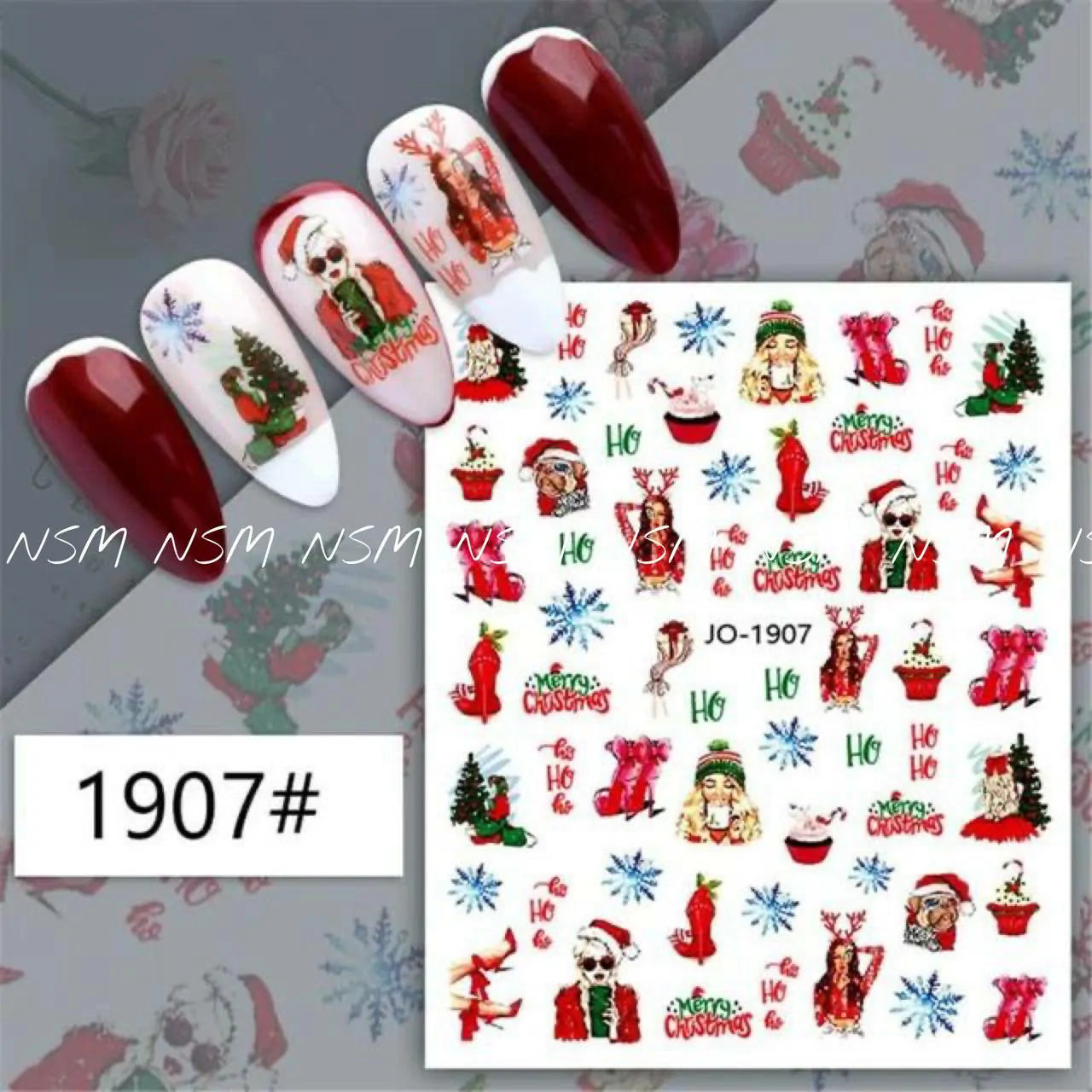 Christmas Nail Art Sticker Sheets (JO-1907)