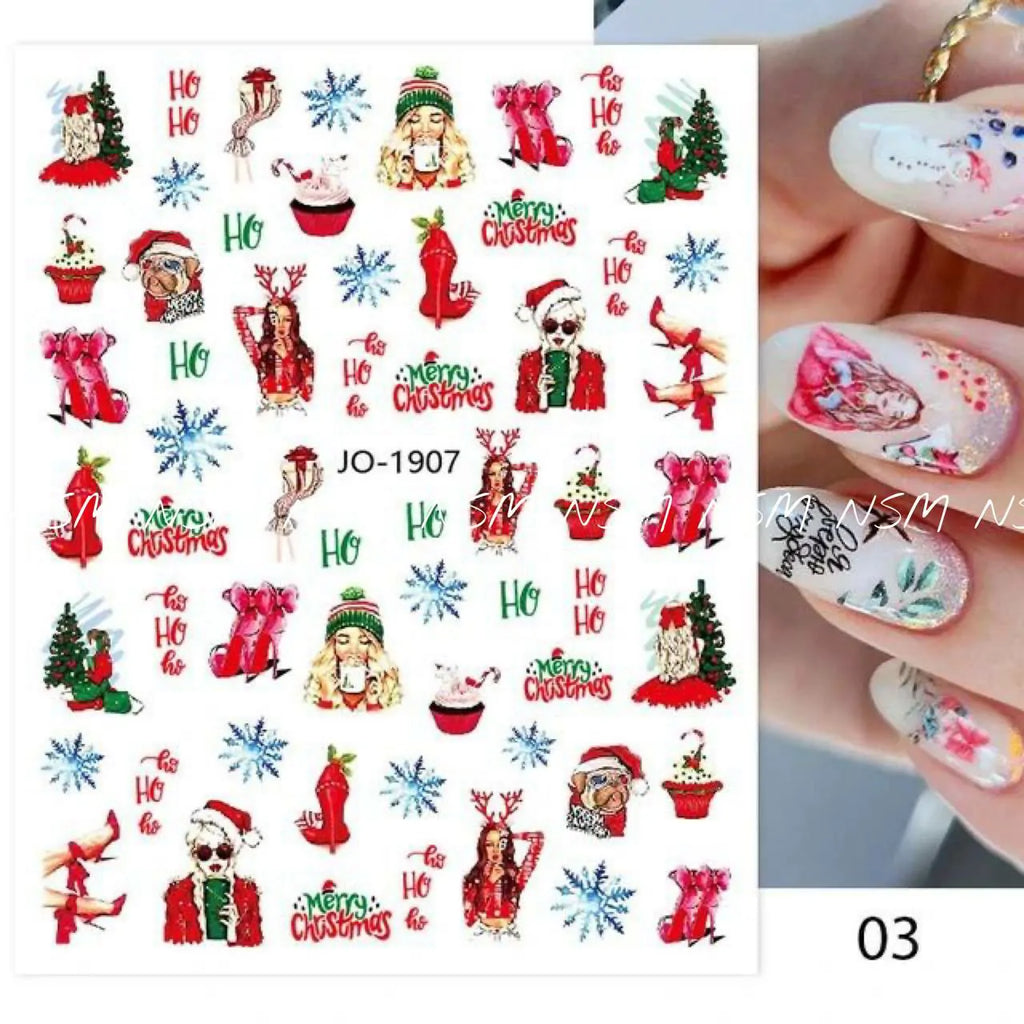 Christmas Nail Art Sticker Sheets (JO-1907)