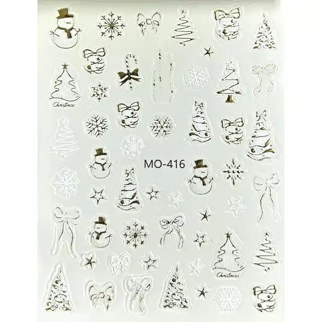 Christmas 3D Nail Stickers With Golden Accents (MO-416)