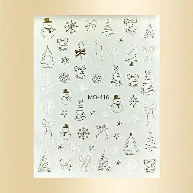 Christmas 3D Nail Stickers With Golden Accents (MO-416)