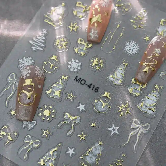 Christmas 3D Nail Stickers With Golden Accents (MO-416)