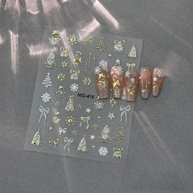 Christmas 3D Nail Stickers With Golden Accents (MO-416)