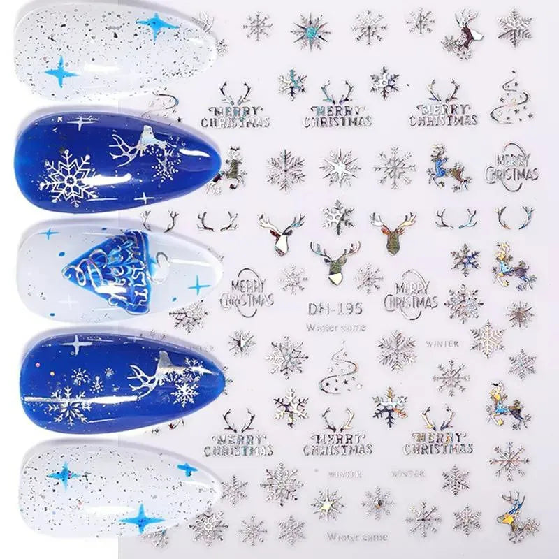 Christmas Themed Silver Holographic Sticker Sheets (DH-195)