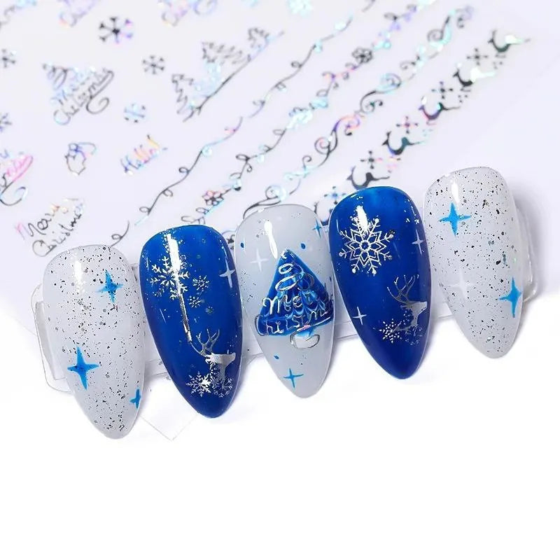 Christmas Themed Silver Holographic Sticker Sheets (DH-195)