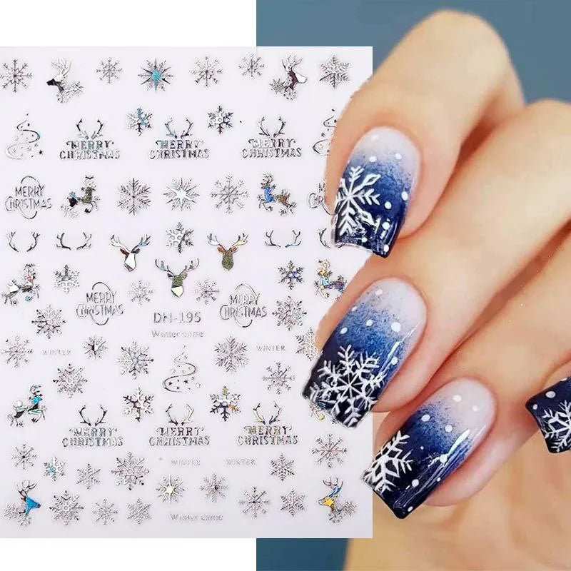 Christmas Themed Silver Holographic Sticker Sheets (DH-195)