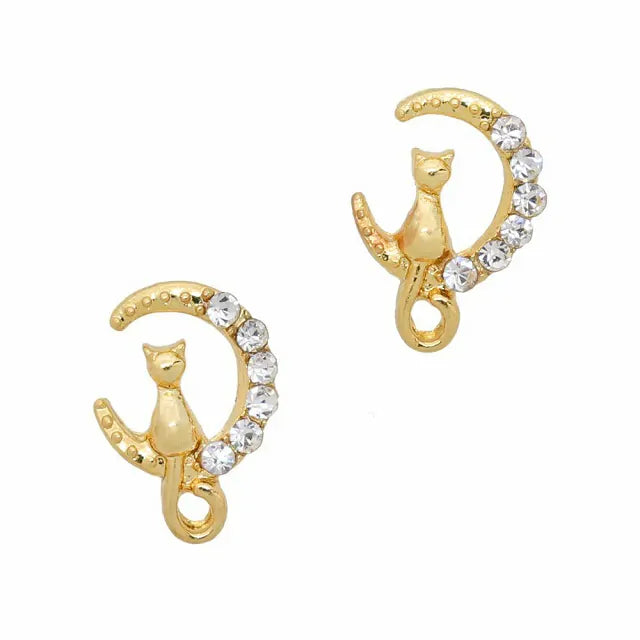 Crescent Moon Cat Nail Charms (Set Of 2Pcs)
