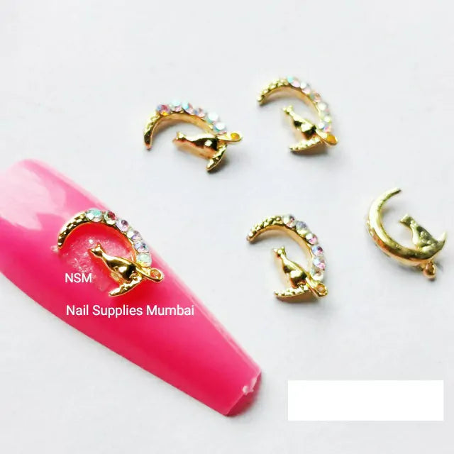 Crescent Moon Cat Nail Charms (Set Of 2Pcs)