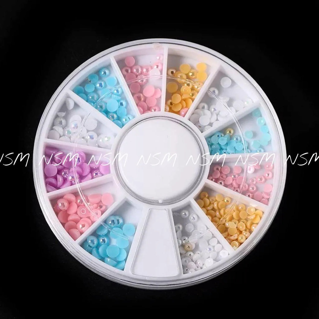 Pastel Half Pearl Nail Accessories Wheel