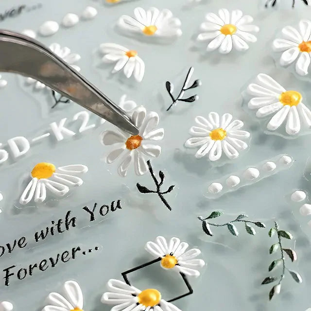 Daisy Flower 5D Nail Art Stickers Sheet (5D-K226)