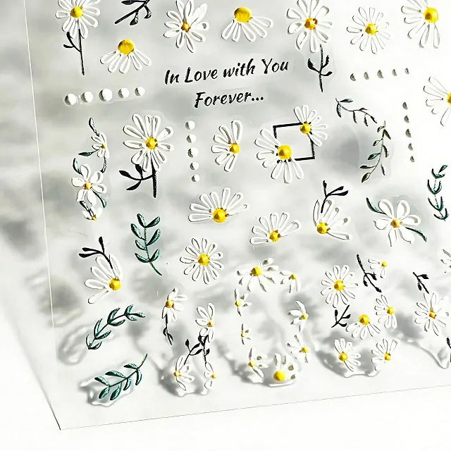 Daisy Flower 5D Nail Art Stickers Sheet (5D-K226)