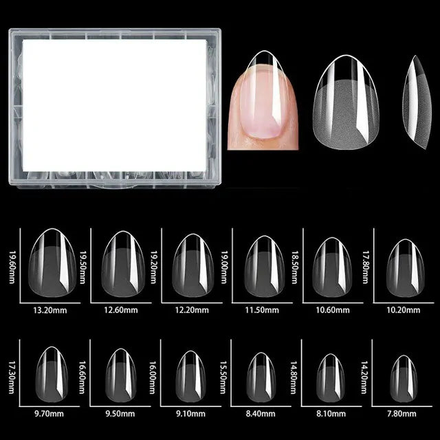 Extra Short Almond Pre Buffed Gel Nail Tips (240 Pcs)