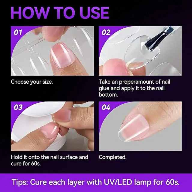 Extra Short Almond Pre Buffed Gel Nail Tips (240 Pcs)