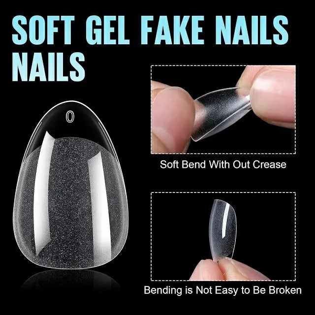 Extra Short Almond Pre Buffed Gel Nail Tips (240 Pcs)