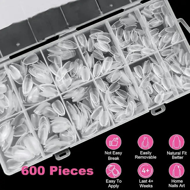 Extra Short Almond Soft Gel Nail Tips (600 Pcs Box)