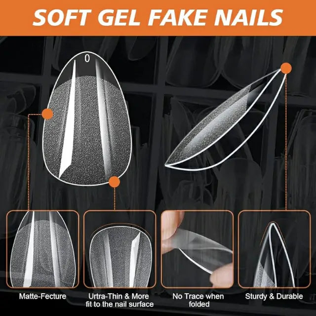Extra Short Almond Soft Gel Nail Tips (600 Pcs Box)