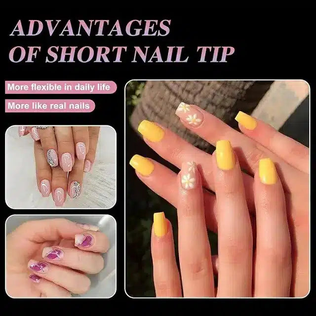 Extra Short Coffin Pre Buffed Gel Nail Tips (240 Pcs)