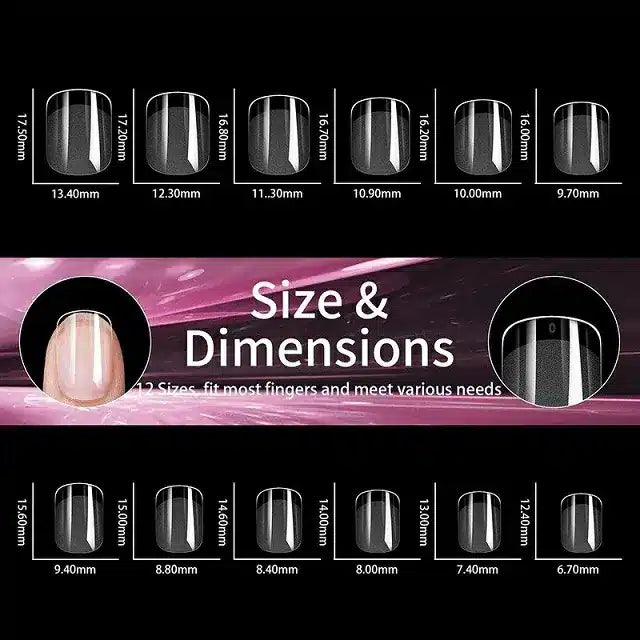 Extra Short Square Pre Buffed Gel Nail Tips (240 Pcs)