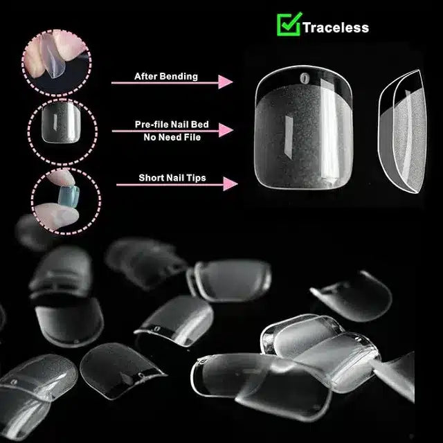 Extra Short Square Pre Buffed Gel Nail Tips (240 Pcs)