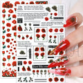 Red Roses and Texts Nail Stickers Sheet (F855)