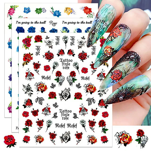 Red Rose Tattoo Stickers Sheet (F857)