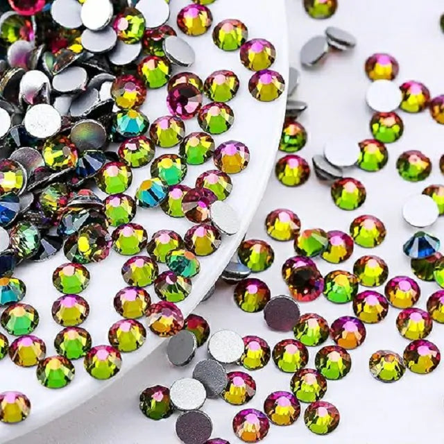 Flame Pink And Green Dual Shaded Rhinestones Sheets