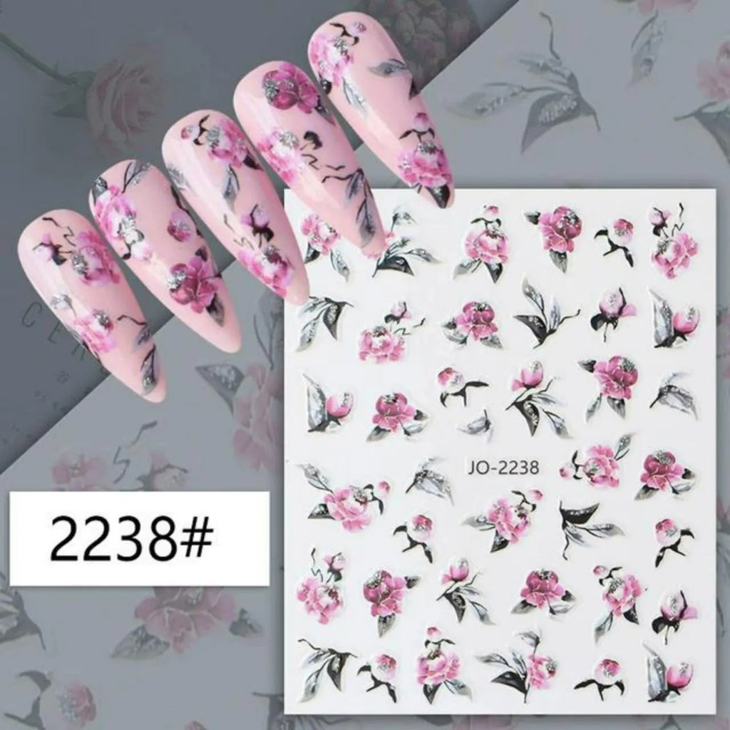 Floral Nail Art Sticker Sheet (JO-2238)