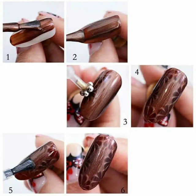 Nail Art Cat Eyes Flower Magnet
