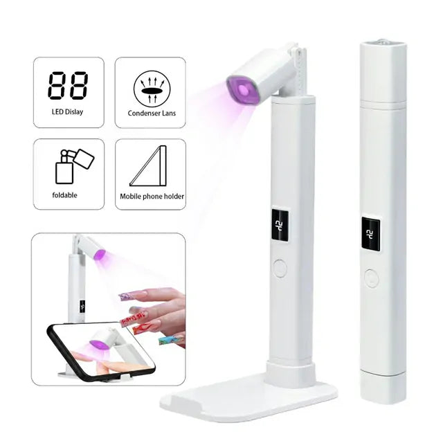 Foldable Straight Line Nail Lamp With Stand Mobile Holder And Silicon Lenses