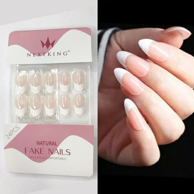French Manicure Press On Nails