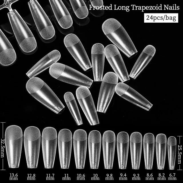 Born Pretty Frosted Long Trapezoidal Nail Tips (24Pcs)