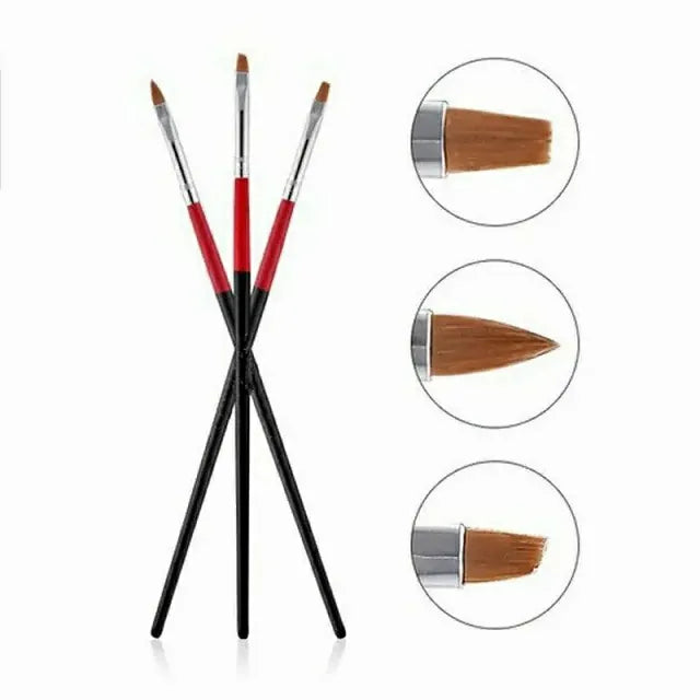 Gel And Art Brushes (Set Of 3 Pcs)