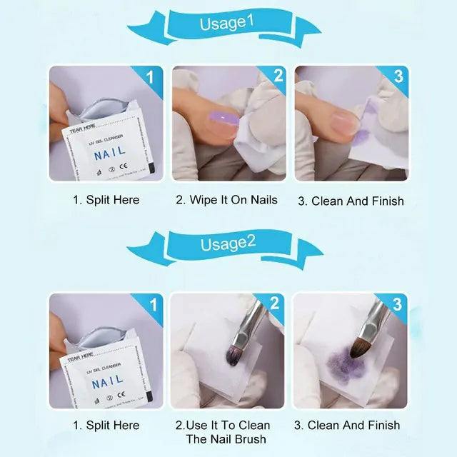 Gel Polish Remover Wipes/ Press on Swabs (Box Of 200)