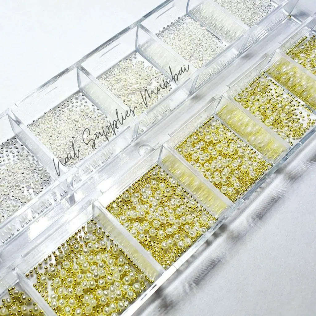 Gold And Silver Caviar Beads With Pearls Grid